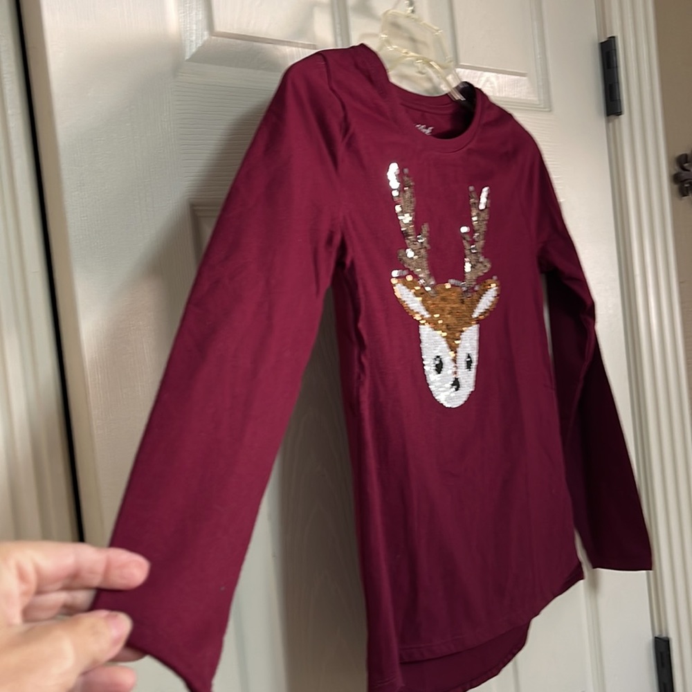 Cat & Jack reindeer top. Size 10/12. New! - Picture 2 of 7